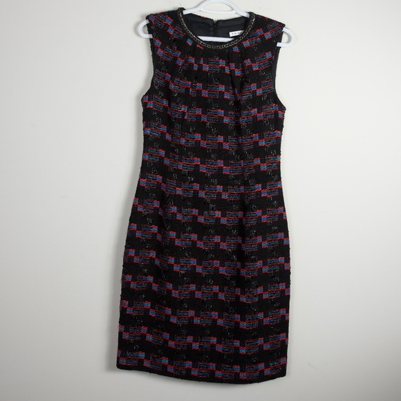 Trina Turk Black Multi Color Tweed Shift Dress 4 - Picture 1 of 3